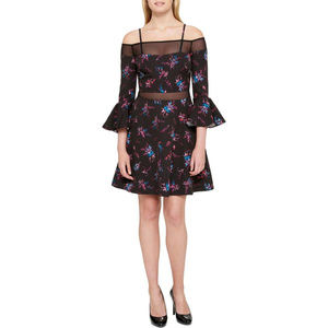 Guess Off-The-Shoulder Bell Sleeve Fit Flare Dress